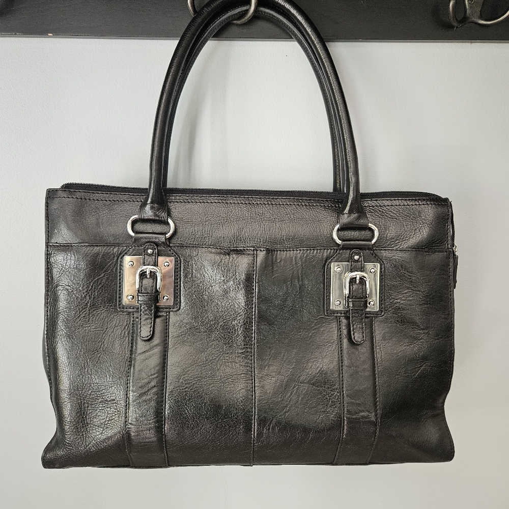 Wilsons Leather Black Laptop Tote